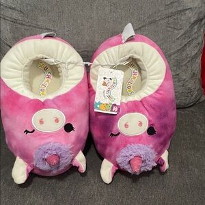 Squishmallows Pink and Purple Unicorn Slippers
